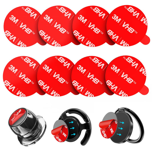 pop-tech Sticky Adhesive Replacement for Magnetic Car Mount, 8PCS Circular Heat Resistant Double Sided Strong Sticker Pads for Magnet Cell Phone Stand