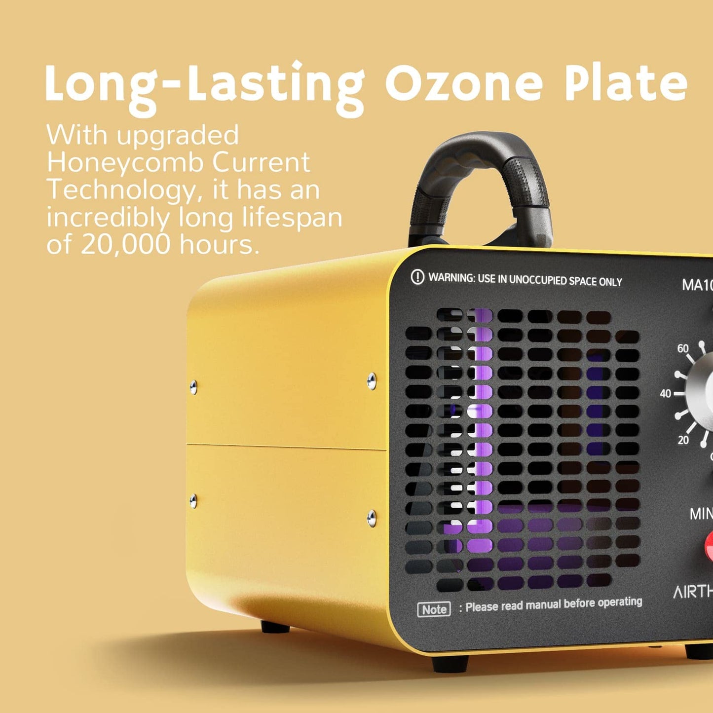 Airthereal MA10K-PRO Ozone Generator, 3500 Sq Ft, Yellow