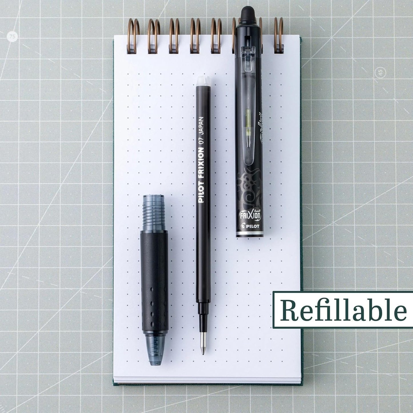PILOT Frixion Erasable Pens, Fine Point 0.7mm Pack of 6 Black Retractable Ink Pens + 4 Bonus Refills