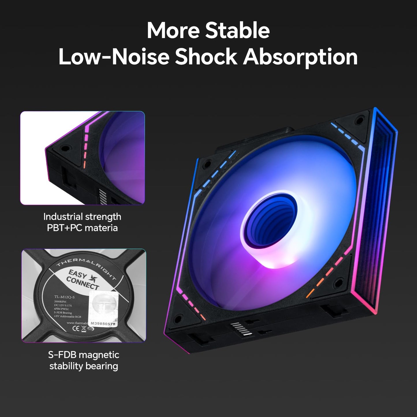 Thermalright TL-M12Q-S X3 120mm PC Case Fans, PWM ARGB Fans, 2000RPM High Airflow, Daisy-Chain, Infinity Mirror Lighting, 3-Pack