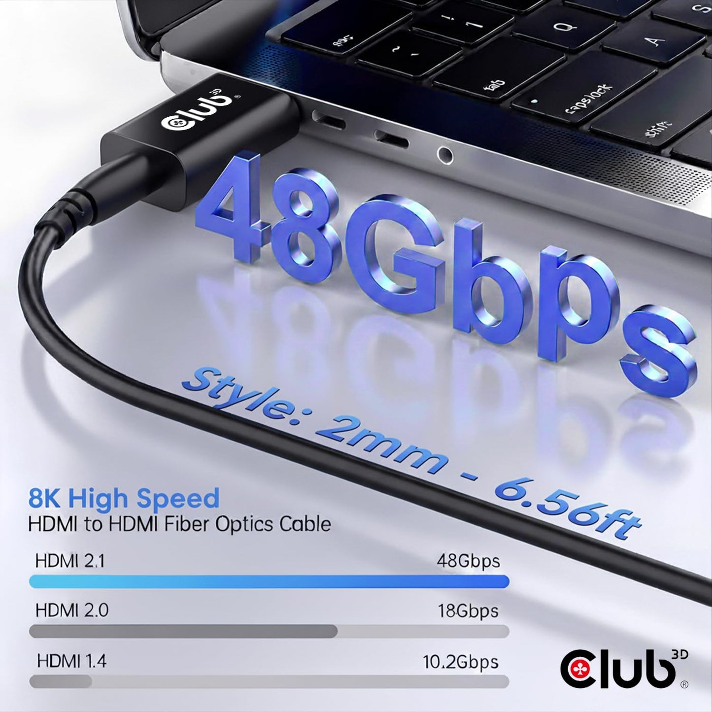 Club3D CAC-1372 Ultra High Speed HDMI 2.1 Certified Cable 4K 120Hz 8K 60Hz M/M 2m - 6.56ft