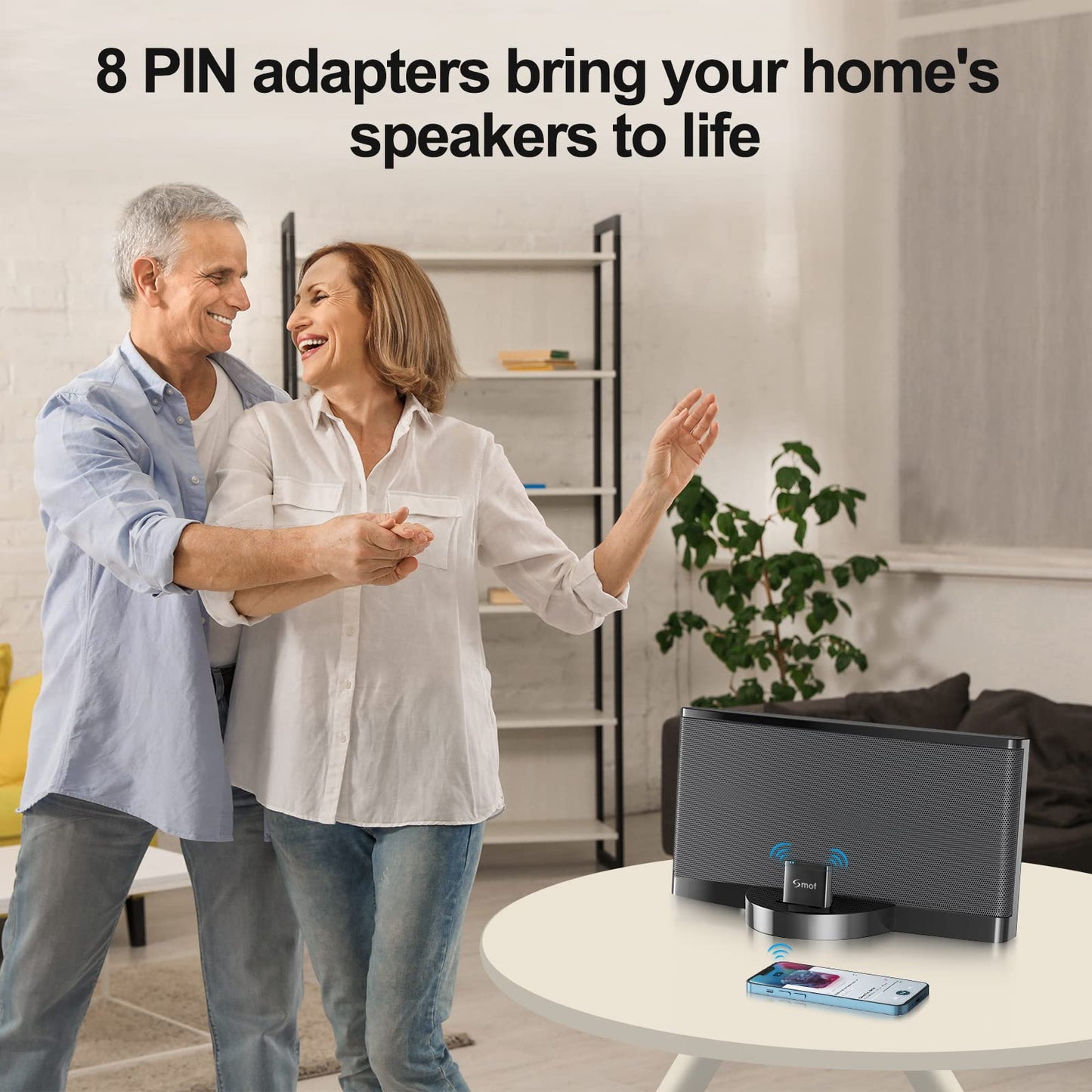 Smof 8 Pin Bluetooth Adapter Receiver Only for Bose Sounddock III/XT, Philips DS1155B/93, Philips AJ7260D/93, JBL MS302GM, Yamaha TSX-14, iHome