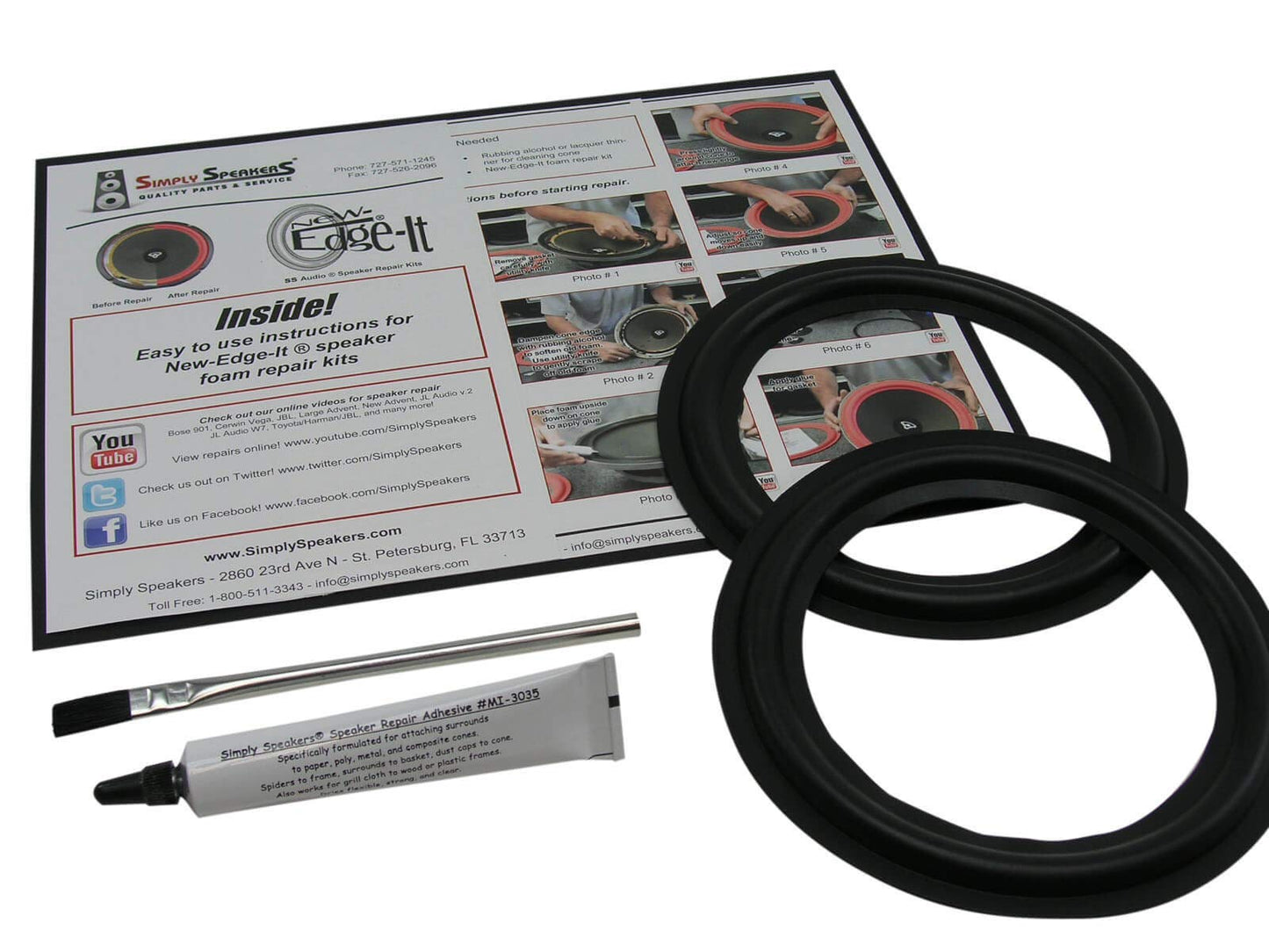 6.5 Inch Speaker Repair Kit Fits Toyota, Lexus, Mark Levinson, Rubber Edge RSK-6.5 (Pair)
