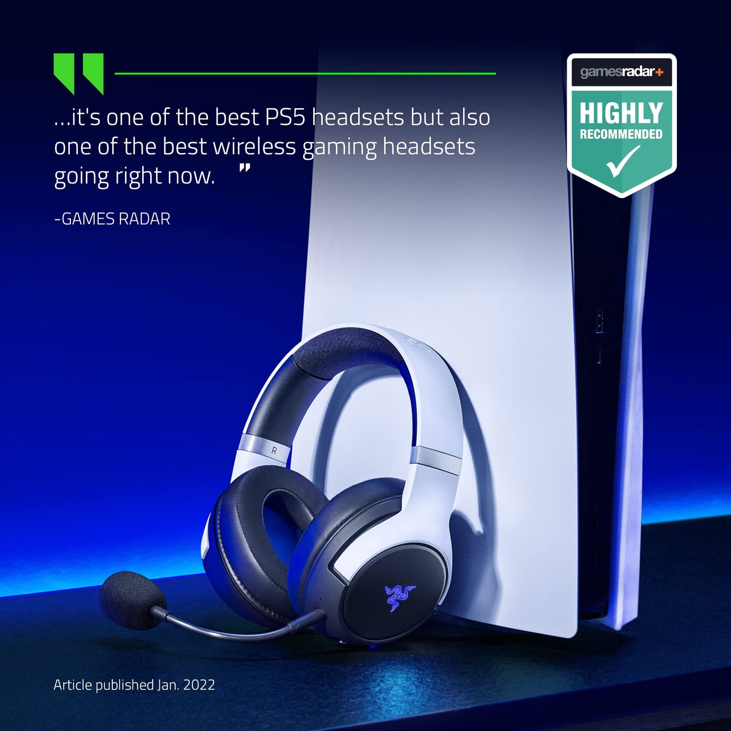 Razer Kaira Pro Dual Wireless Gaming Headset w/Haptics for PlayStation 5 / PS5, PC, Mobile, PS4: HyperSense - Triforce 50mm Drivers - Detachable Mic