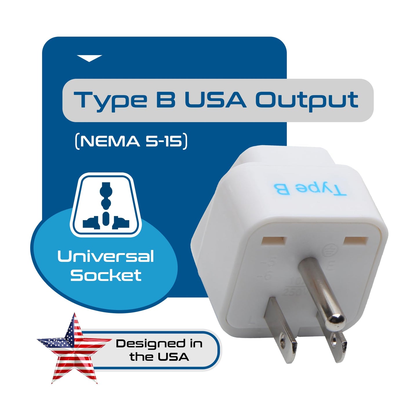 Ceptics Europe to US plug adapter, Type B USA Plug adapter compatible with plugs from Europe, India, and other countries - India to USA plug adapter…