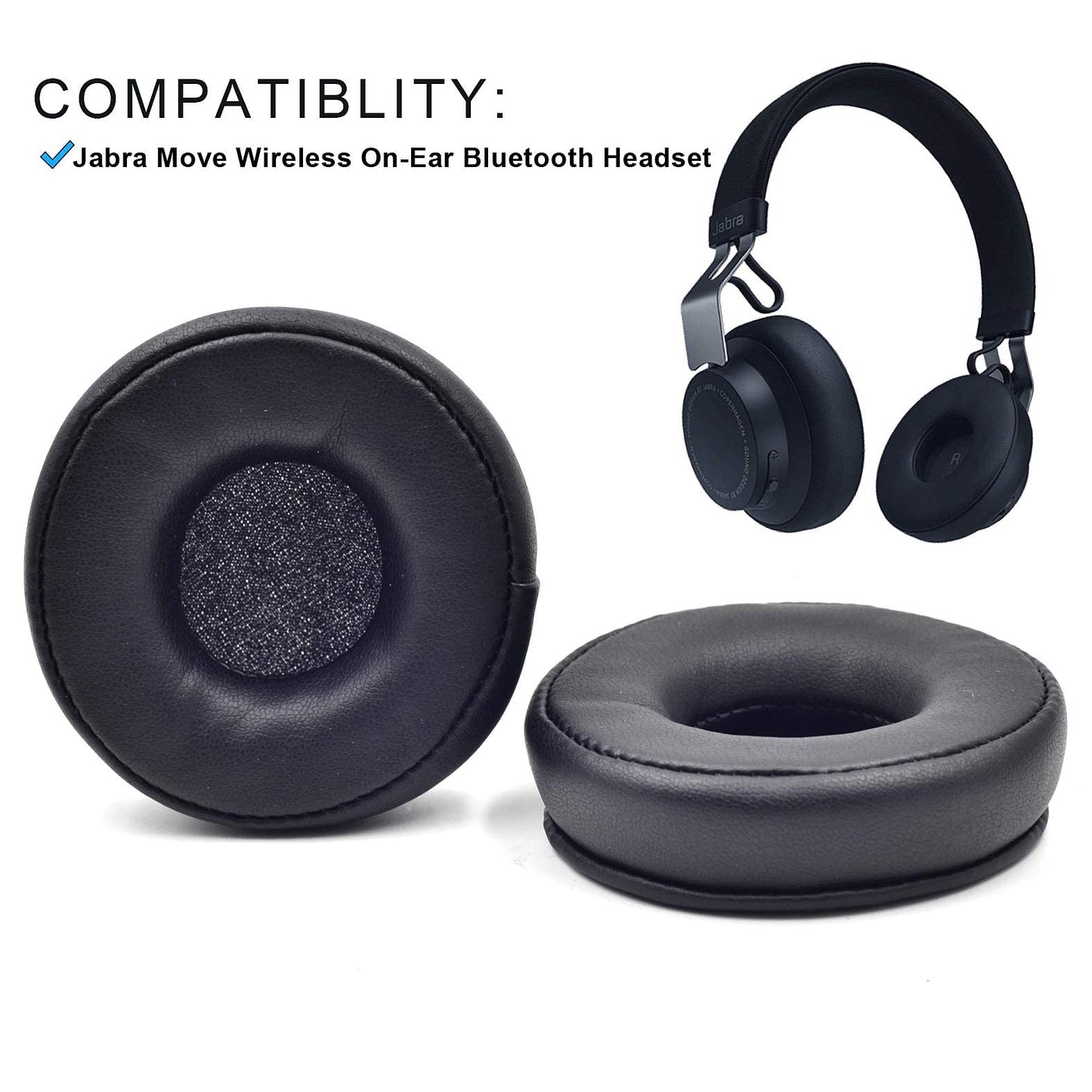 Move Ear Pads - Replacement 25h Ear Cushion Pillow Parts Cover Seals Foam Compatible with Jabra Move / 25h Wireless/Plantronics BackBeat FIT 505 500