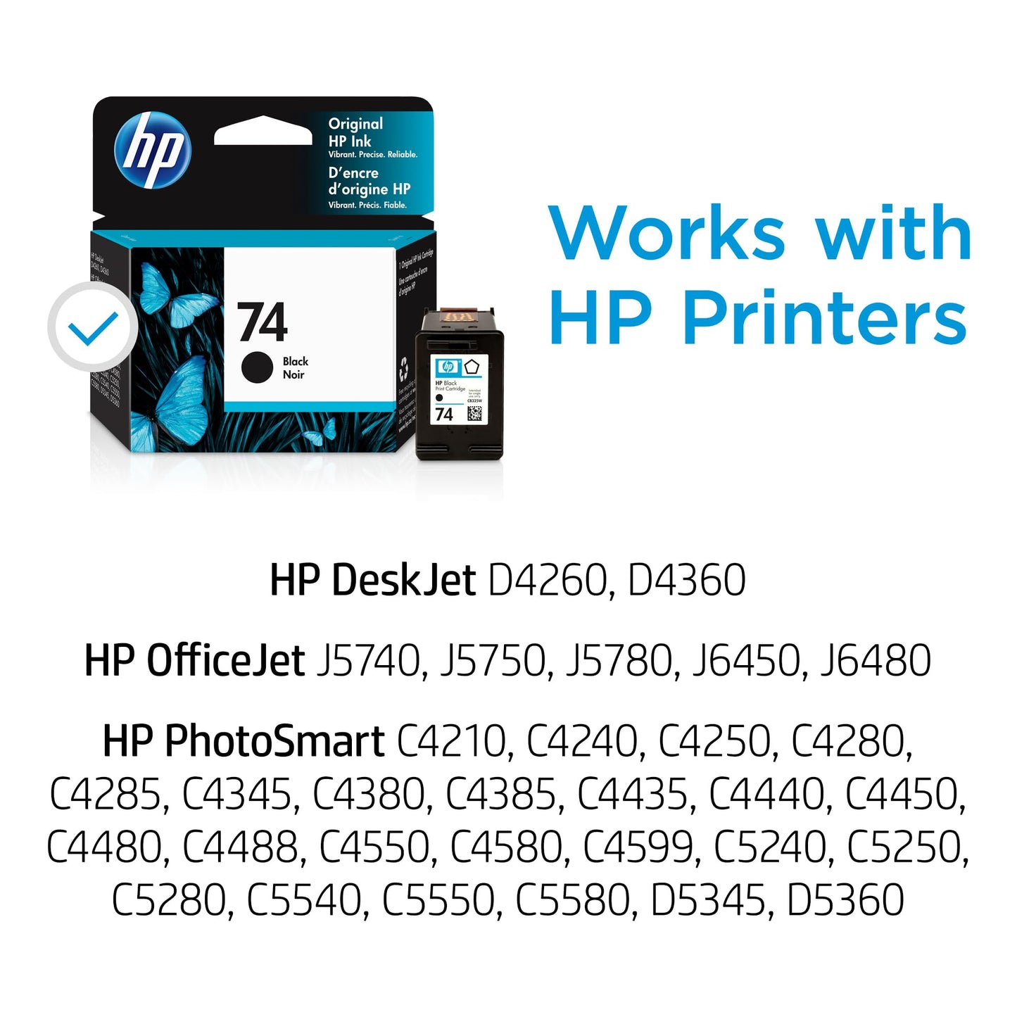 HP 74 Black Original Ink Cartridge (CB335WN)