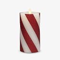 Luminara - Flameless Holiday LED Candle Battery Operated Moving Flame - Red Candy Cane - Pack of 1-6.5" - Unscented Indoor Realistic Flickering Safe
