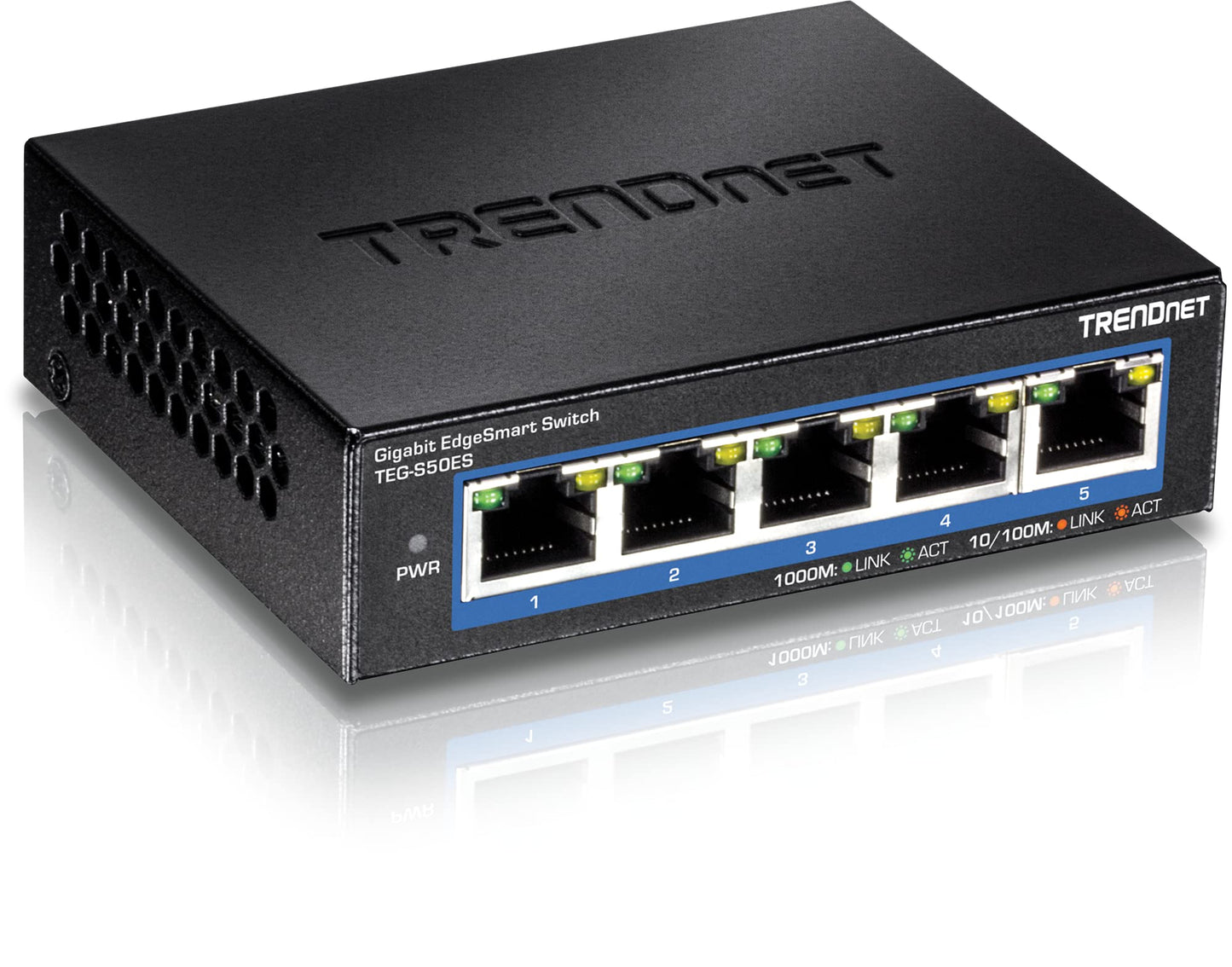 TRENDnet 5-Port Gigabit EdgeSmart Switch, TEG-S50ES, 5 x Gigabit Ports, 10Gbps Switch Capacity, Ethernet Splitter, Managed Smart Gigabit Switch