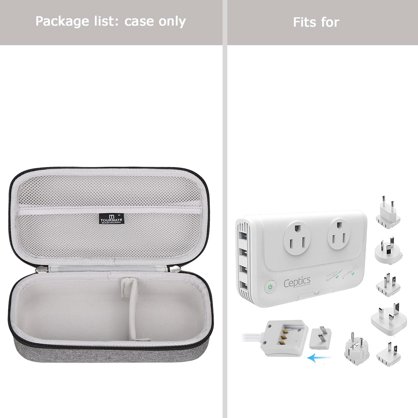 Tourmate Hard Case for Ceptics Travel Voltage Converter 220V to 110V Converter Power (Case Only)