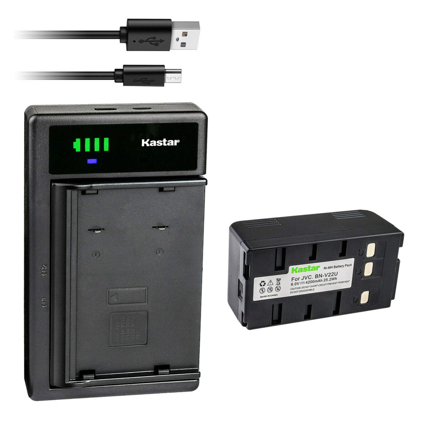 Kastar 1-Pack Battery and Smart USB Charger Replacement for JVC BN-V11U BN-V20U BN-V22U BN-V24U BN-V25U Battery, JVC BN-V400U BN-V65 Battery GR-SXM930