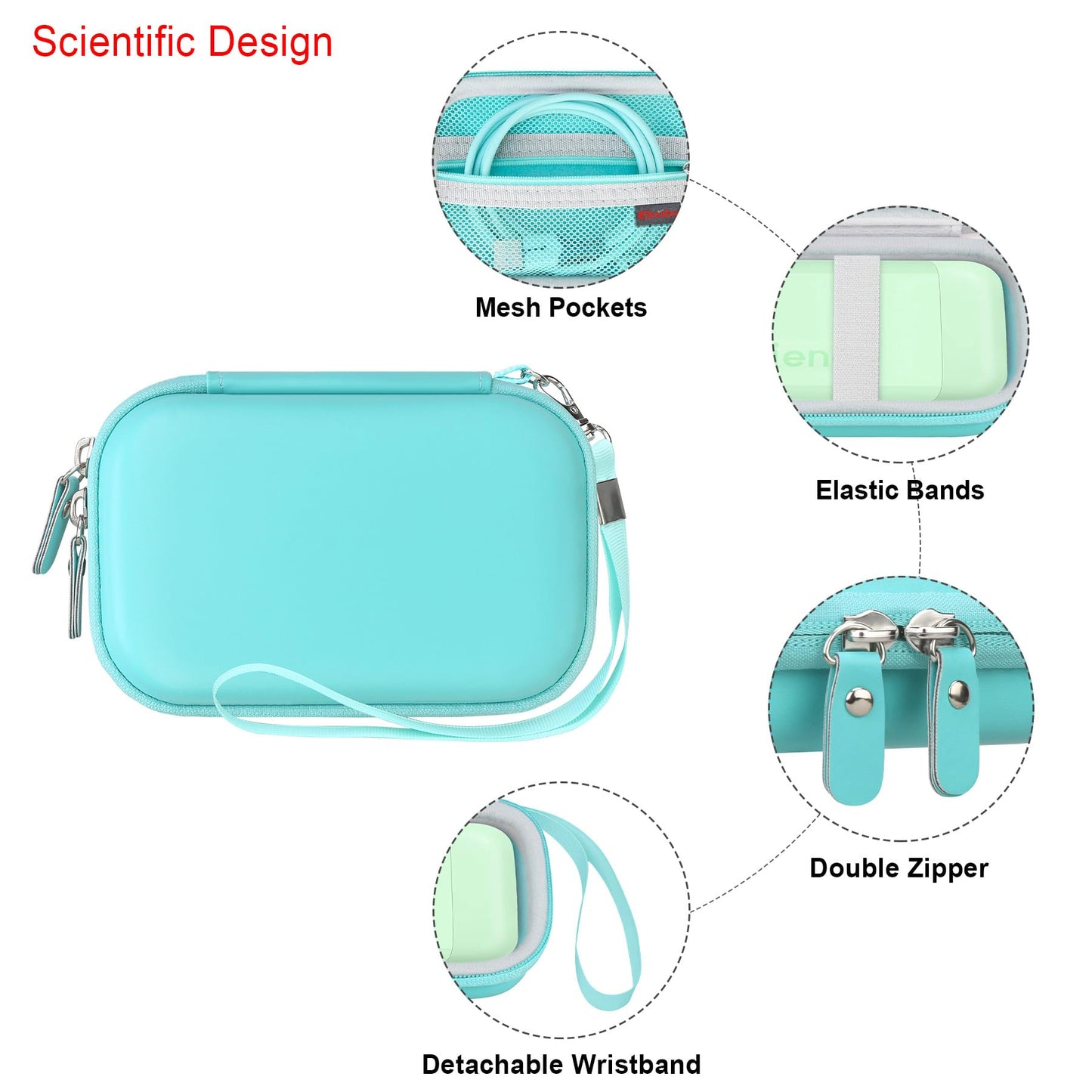 Elonbo Carrying Case for Liene 2x3” Photo Printer, Portable Mini Color Instant Print Digital Camera Hard Travel Bag, Smartphone Picture Printer