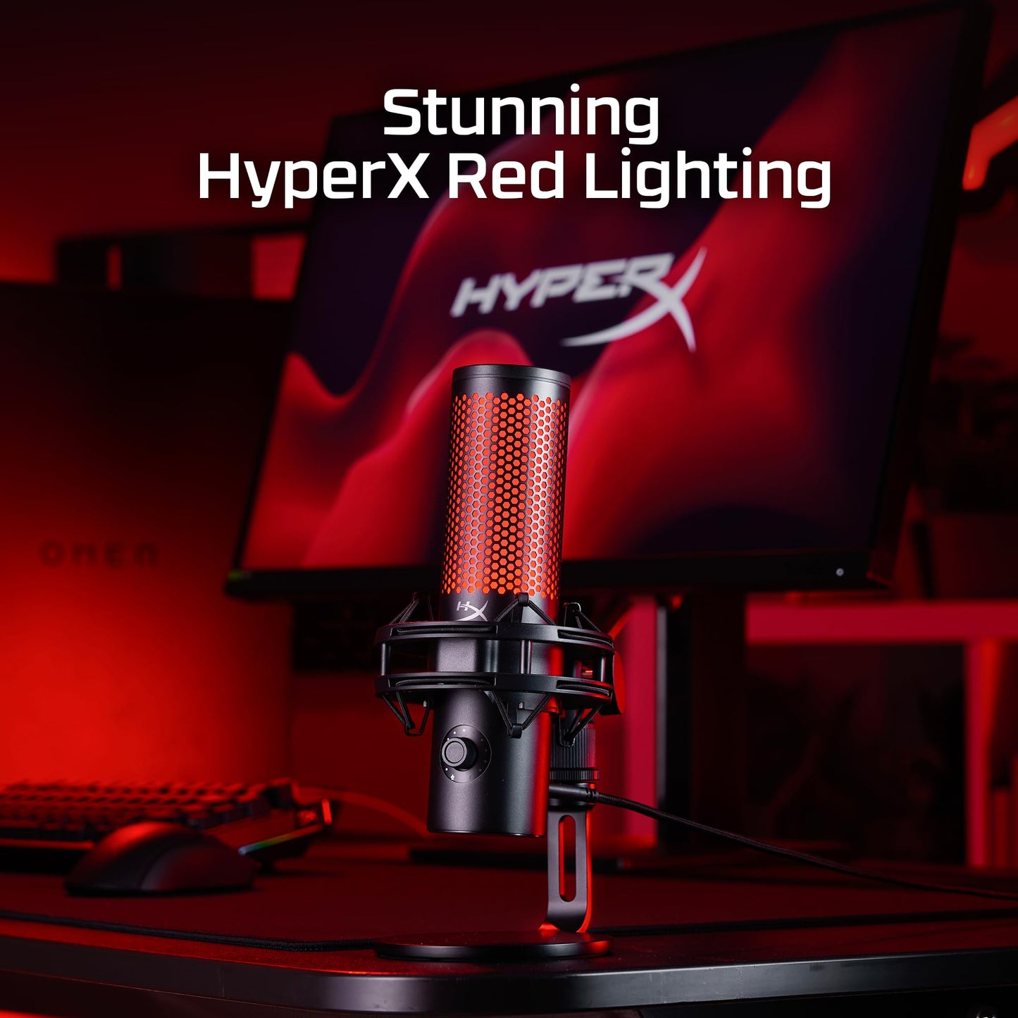 HyperX QuadCast 2 - USB Microphone for Gaming, Streaming and Podcasting, with On-Board Controls, LED Lighting, Removable Shock Mount, PC, Mac, PS5
