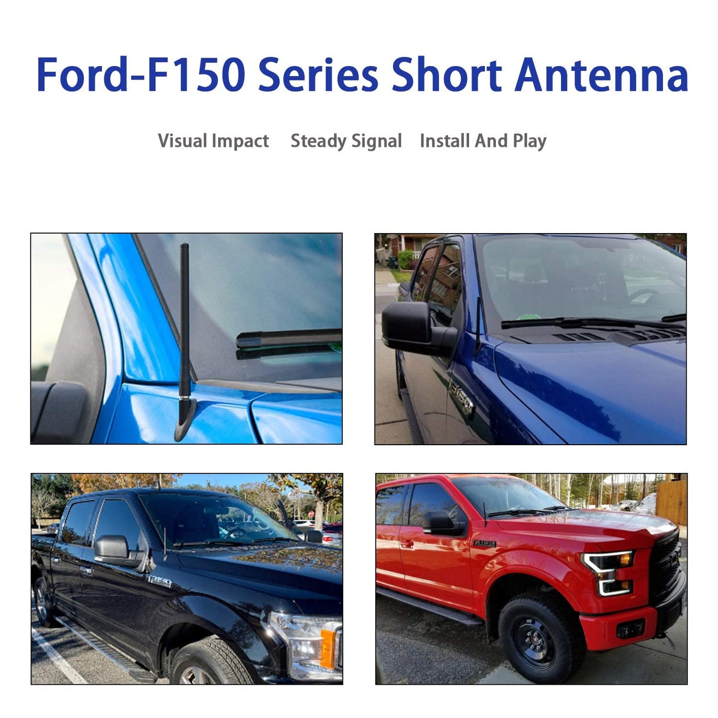 Anina 4.7'' Car Short Antenna Mast for 2009-2018 Ford F150 Aluminium Alloy Truck Antenna for AM/FM Radio Reception Car Wash Proof