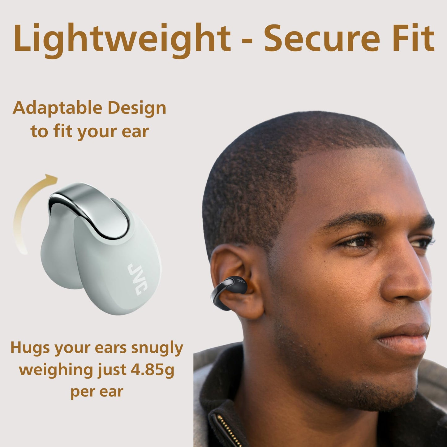 JVC Nearphones HANP1TH Open Ear True Wireless Headphones, Ice Gray