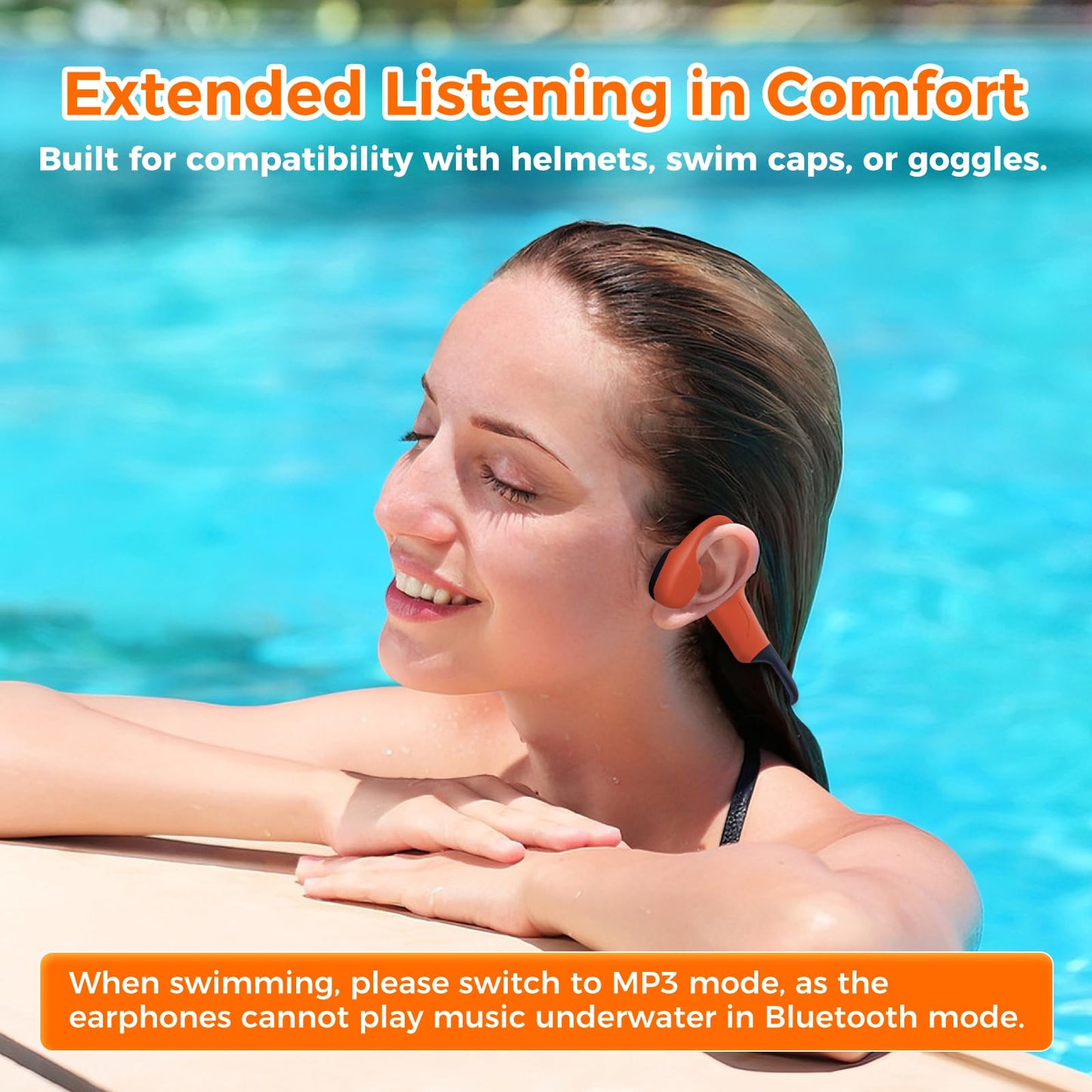 Full-Coverage Liquid Silicone Swimming Headphones, IP68 Waterproof Underwater Headphones, Bluetooth 6.0&MP3 with 32GB Memory Card