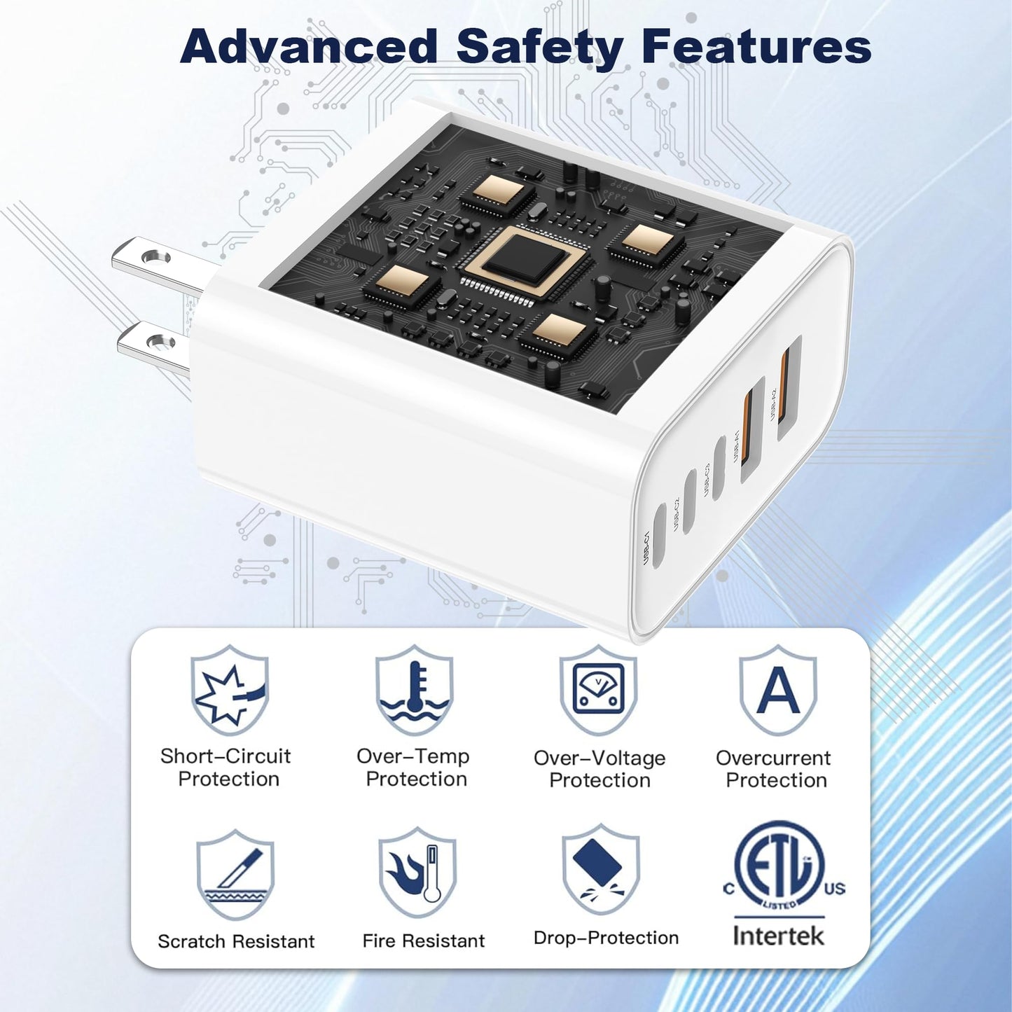 USB C Charger Block, 5 in 1 60W Charging Blocks, PD 3.0 25W Single Max Fast Charger, QC 2A USB Wall Charger for iPhone 17 16 15 14 13 12 Pro Max
