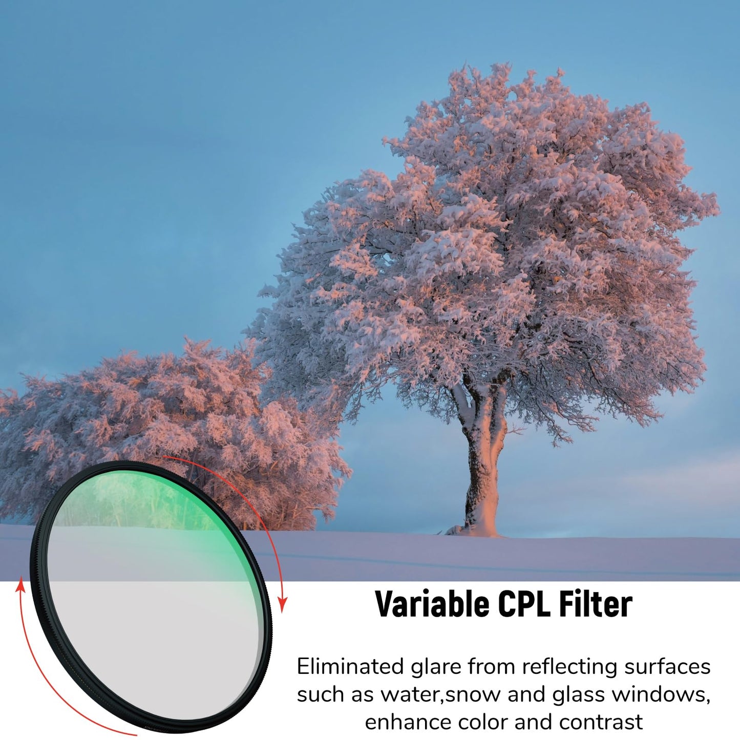 LENSKINS 72mm CPL Circular Polarizing Filter, 30-Layer Multi-Resistant Nano Coated Variable Polarizer Filter with HD Optics Glass, Ultra Slim Frame
