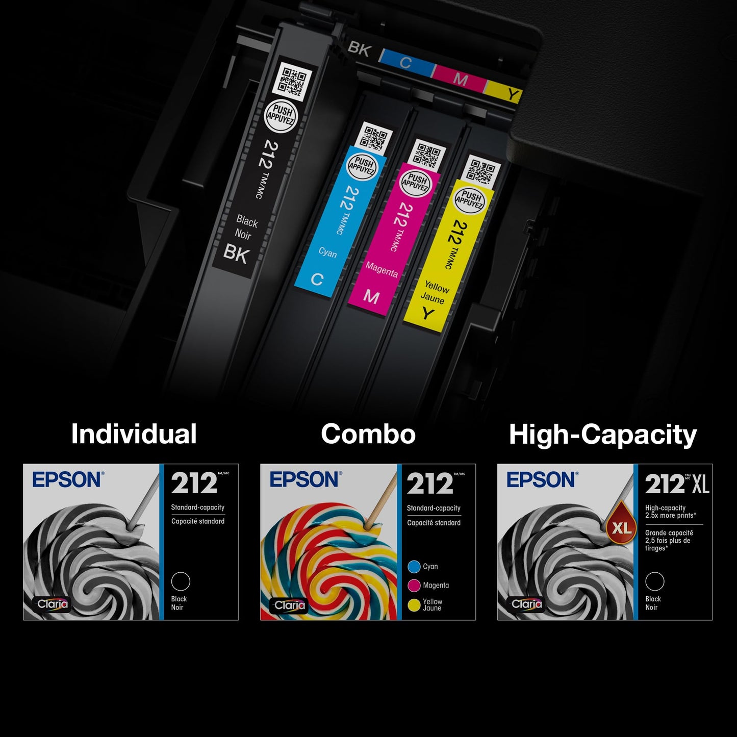 Epson 212 Claria Ink High Capacity Black Cartridge (T212XL120-S) Works with Workforce WF-2830, 2850 and Expression XP-4100, 4105