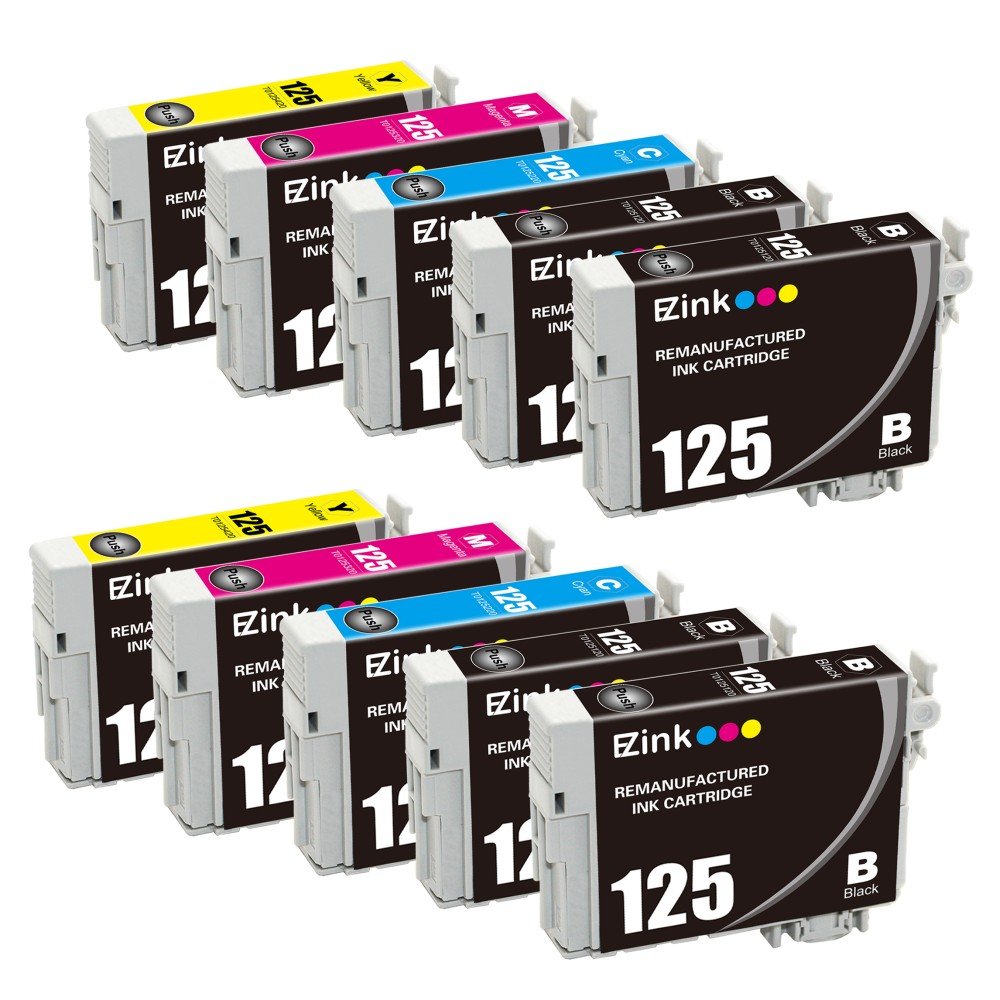 E-Z Ink (TM) Remanufactured Ink Cartridge Replacement For Epson 125 (4 Black, 2 Cyan, 2 Magenta, 2 Yellow) 10 Pack For Stylus NX125, NX127, NX130