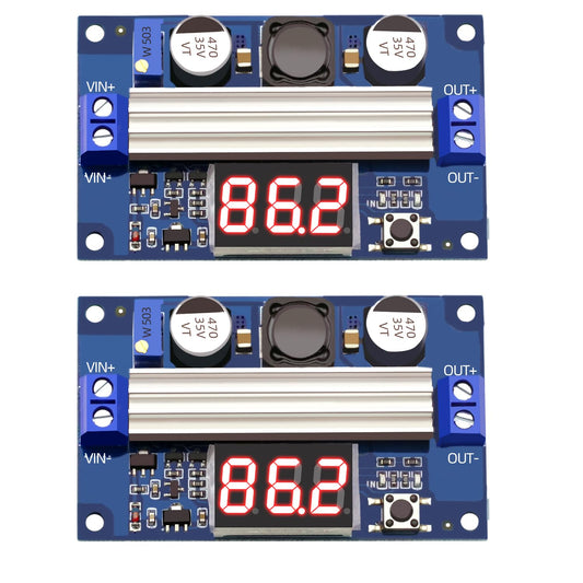 CenryKay DC-DC Adjustable Boost Power Module Board 100W High Power Output 3.5-35V Power Regulator Board with LED Digital Voltage Meter(2PCS)