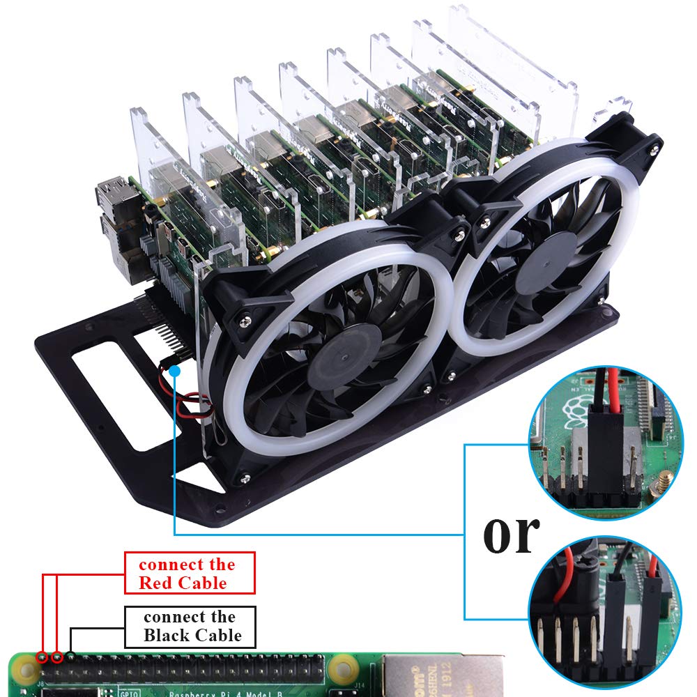 GeeekPi Cluster Case for Raspberry Pi - Stackable 8-Layer Rack With 120mm RGB LED 5V Cooling Fan for Raspberry Pi 4B/3B+/3B/2B/B+ and Jetson Nano
