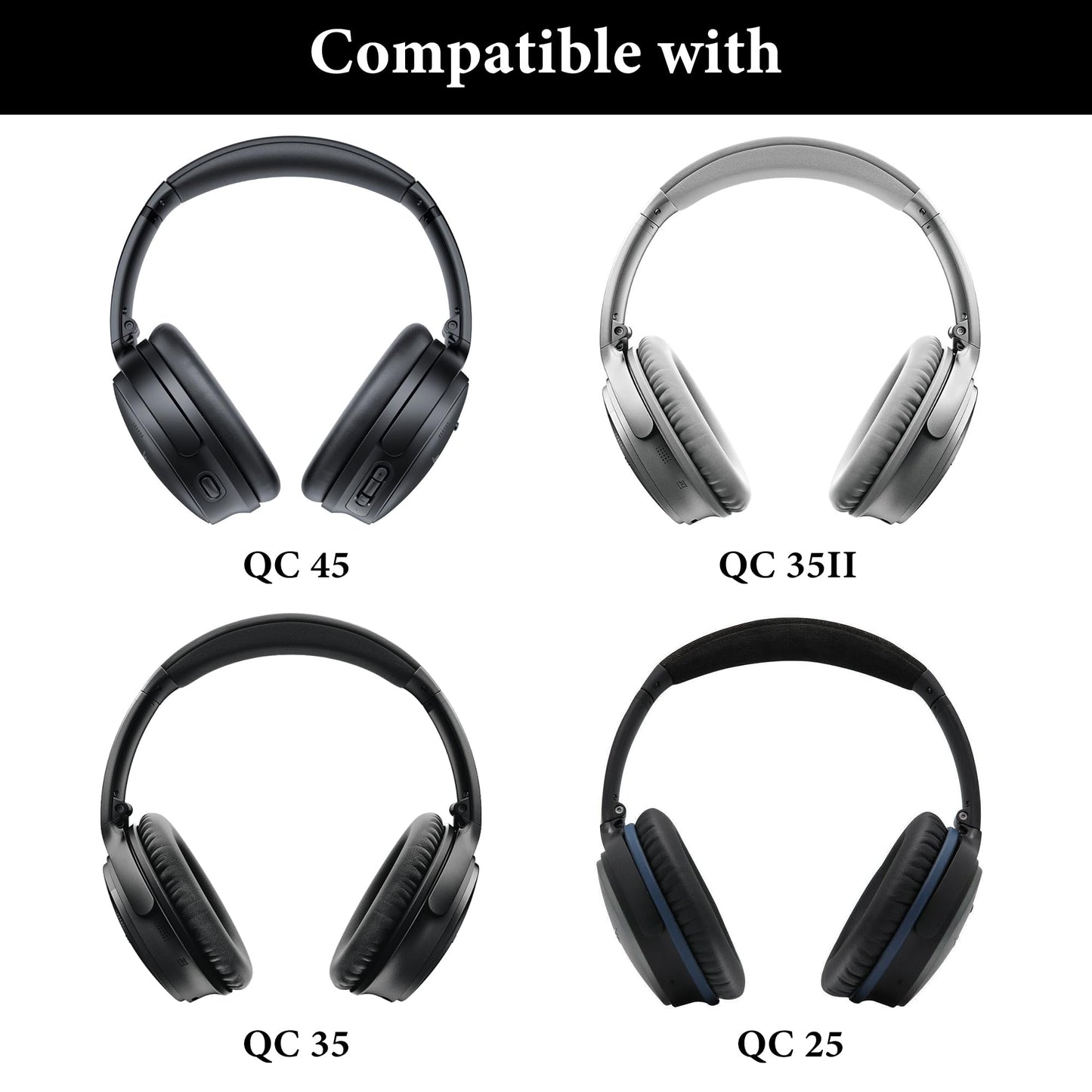 Geekria Flex Fabric Headband Cover Compatible with Bose QC45 QuietComfort 35II/QC35/QC25 Headphones, Replacement Repair Part, Sweat Cover, Easy DIY