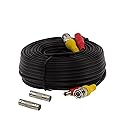 InstallerCCTV BNC Video Power Cable, 60ft All-in-One Video HD-TVI HD-CVI AHD Analog 1080p Black Premade Power Cable w/Connectors for CCTV Security