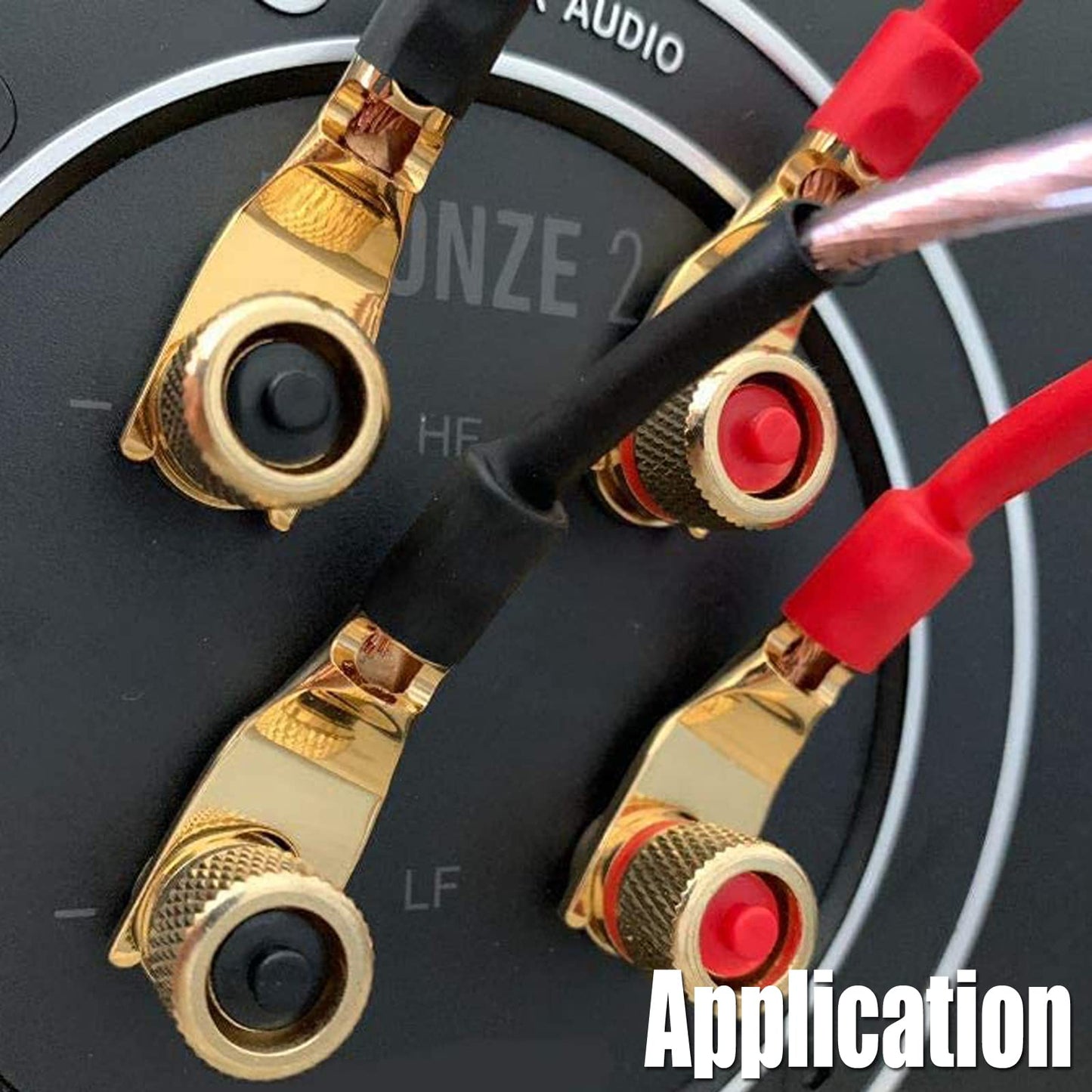 Tertullus 8 Pcs Speaker Spade Connectors Pure Copper Gold Plated Y Plug 45 Degree Screw Locking Adapter Fork Spade Plugs for Speaker Wire DIY(with