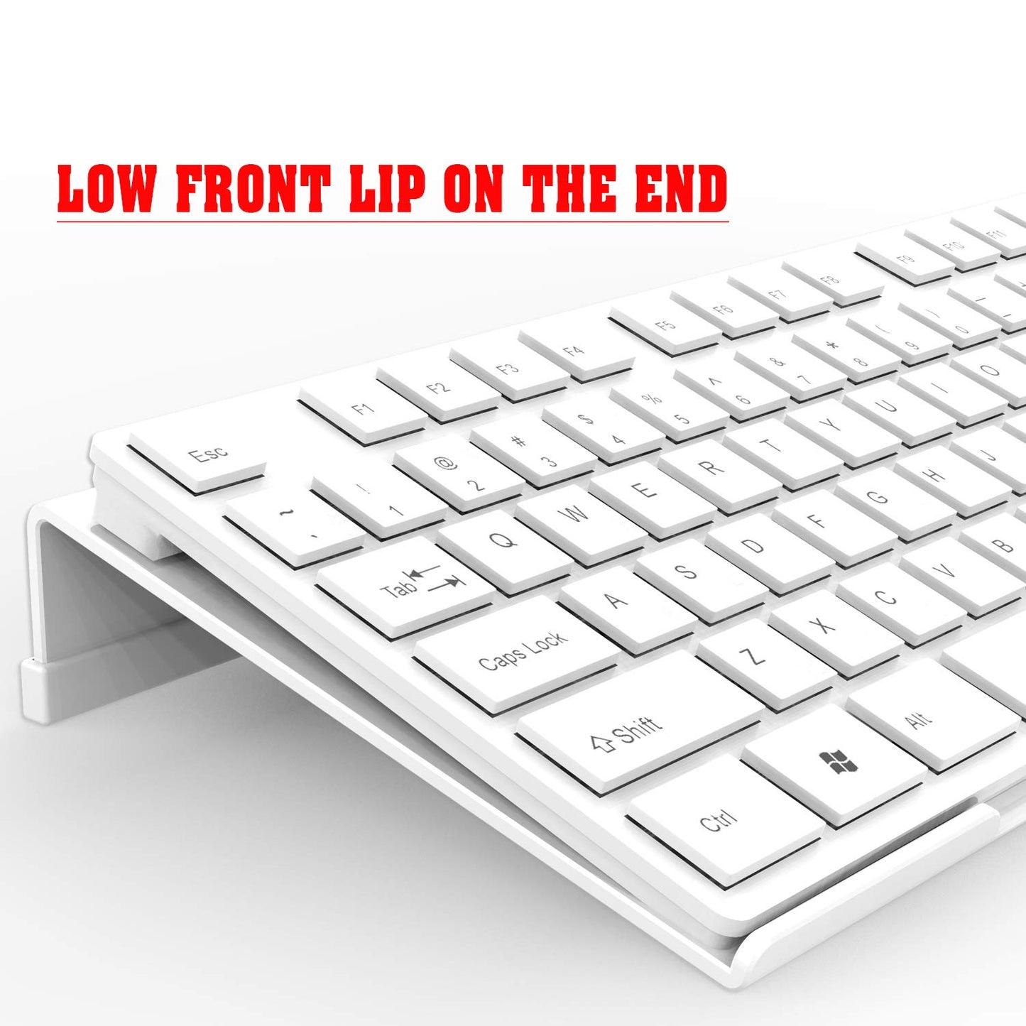 KOTEMON Acrylic Tilted Computer Keyboard Stand for Ergonomic Typing, Keyboard Tray Holder with Silicone Non-Slip Case, White