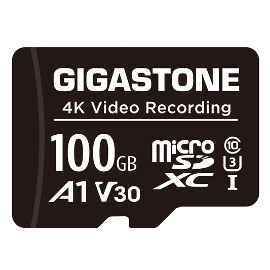 GIGASTONE 100GB Micro SD Card, A1 V30 4K Video Recording, Compatible with Security Camera, Dash Cam, Drone, 100MB/s MicroSDXC Memory Card UHS-I