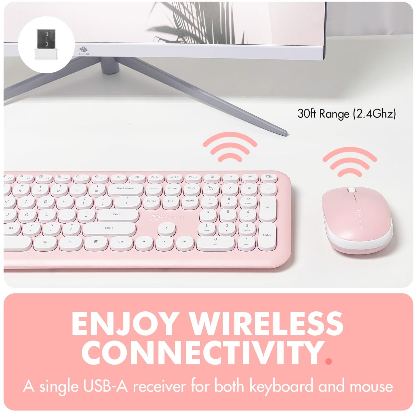 X9 Pink Keyboard and Mouse Wireless | Cute Wireless Keyboard and Mouse Combo - Transform Your Space with a Colorful Keyboard and Mouse Set for PC