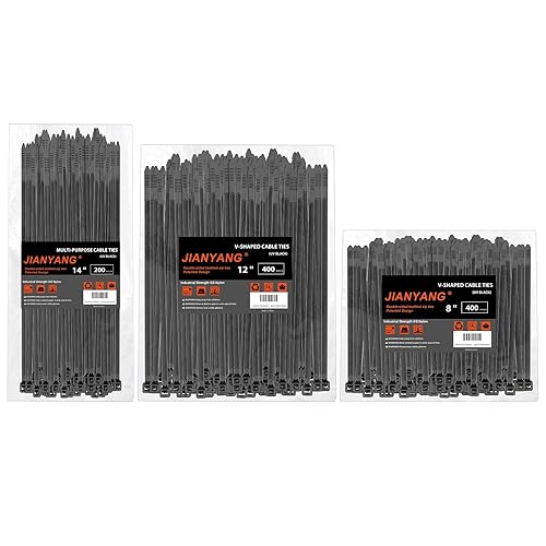 Zip Ties Assorted Size,8+12+14 Inch V-Shaped Toothed Double Sided Toothed,100 LBS Tensile Strength Heavy Duty Cable Wire Ties More Durable Nylon Tie