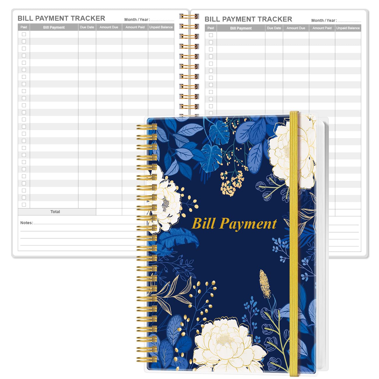 Bill Payment Tracker Notebook - Monthly Bill Organizer & Planner for Personal Budgeting Financial, Payments Checklist Organizer, 5.8" x 8.5", Blue