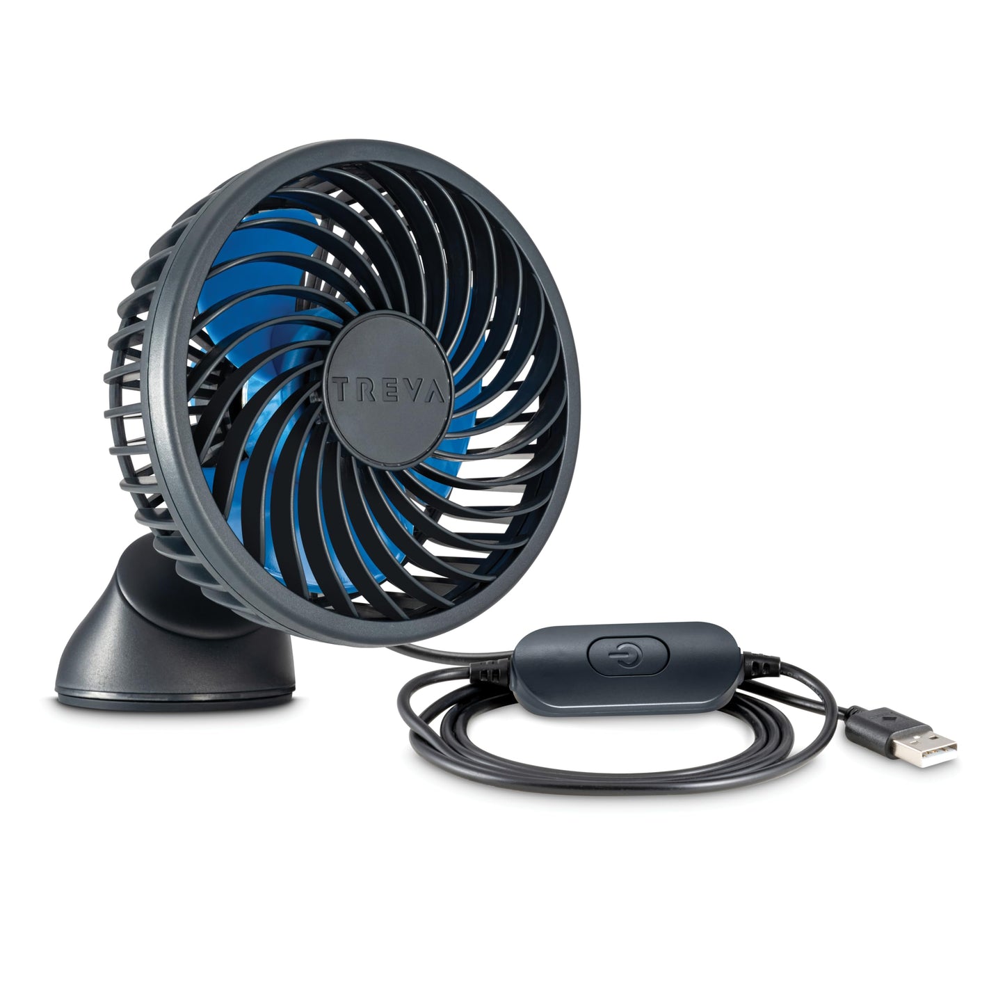 Treva 3.5 in USB Fan with Suction Cup 3-Speed Attachable Car Fan Black