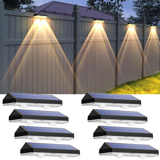 Solar Fence Lights Outdoor - 2700/4000/6000K 3 Mode, 8 Pack Solar Fence Lights Outdoor Waterproof LED, Fence Light Solar Powered for Outside