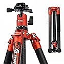 Fotopro 62 Inch Carbon Fiber Tripod for Camera Ultralight Travel Camera Tripod Max Loads Up 22lbs X-Aircross 3 Orange