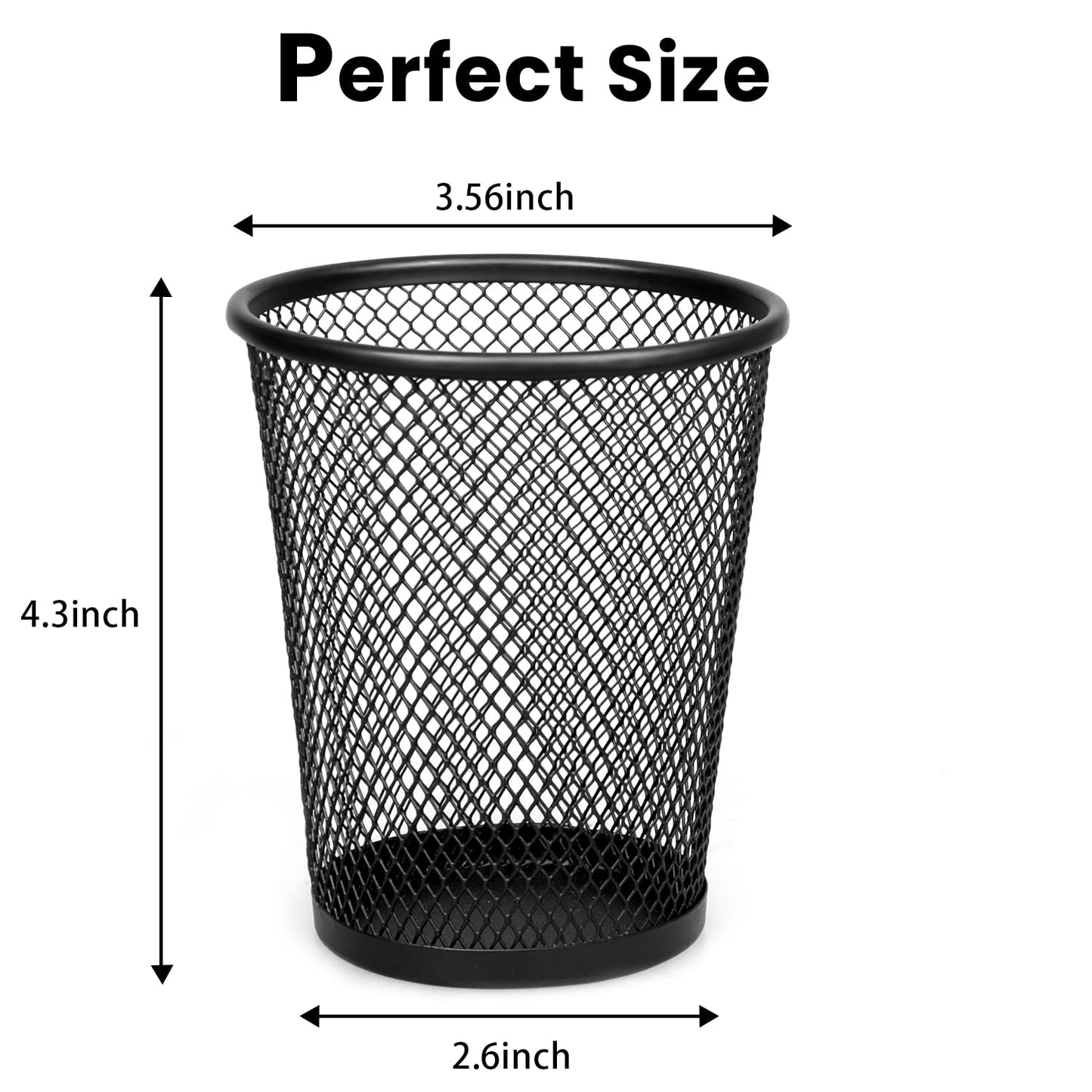QYH Mesh Pencil Holder for Desk 6 Pack, Metal Pen Cup Black