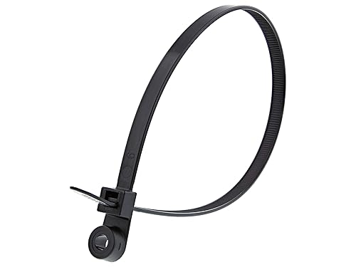 Secure 16 Inch Black Heavy Duty Mount Head Cable Tie - 100 Pack