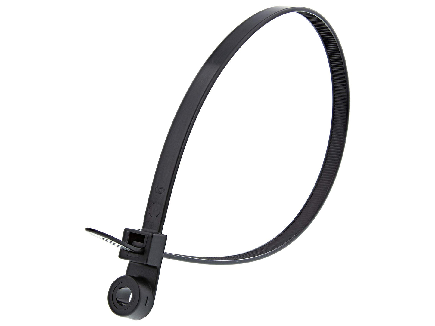 Secure 16 Inch Black Heavy Duty Mount Head Cable Tie - 100 Pack
