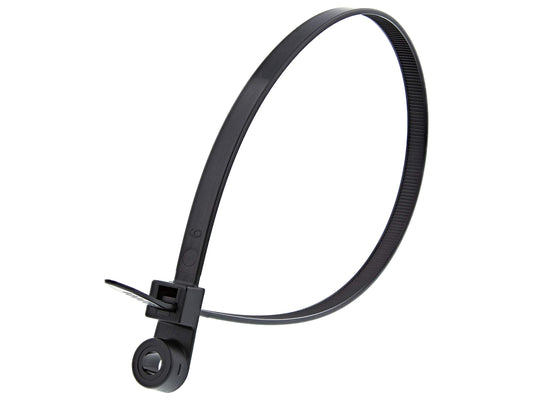Secure 16 Inch Black Heavy Duty Mount Head Cable Tie - 100 Pack