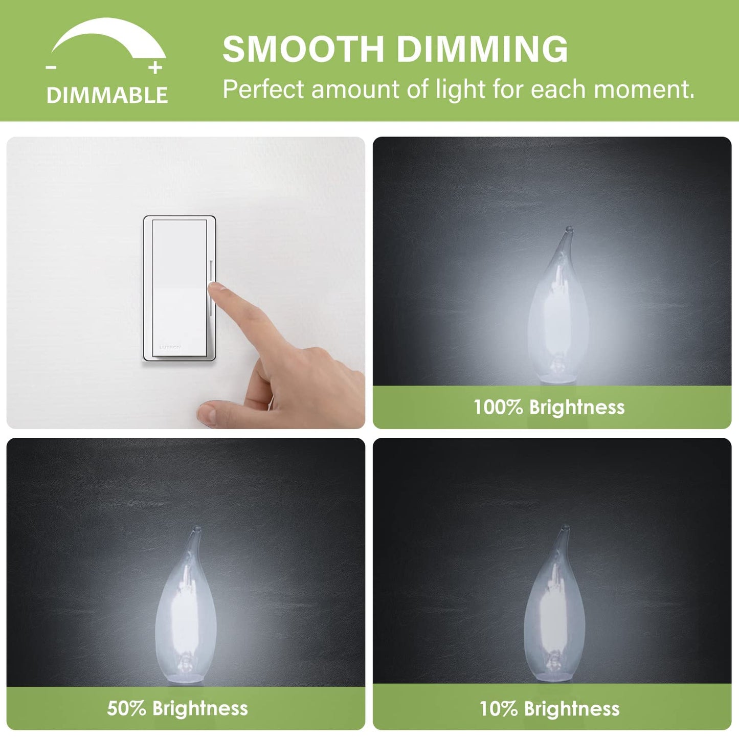 Sigalux E12 LED Bulb Dimmable, 40 Watt Candelabra LED Light Bulbs, Chandelier Light Bulbs, B10 2700K Soft White, Type B Candle Light Bulbs