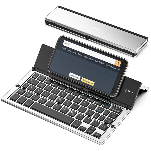 Geyes Bluetooth Keyboard Foldable, Portable Folding Wireless Keyboard with Portable Pocket Size, Aluminum Alloy Housing for iPhone,iPad