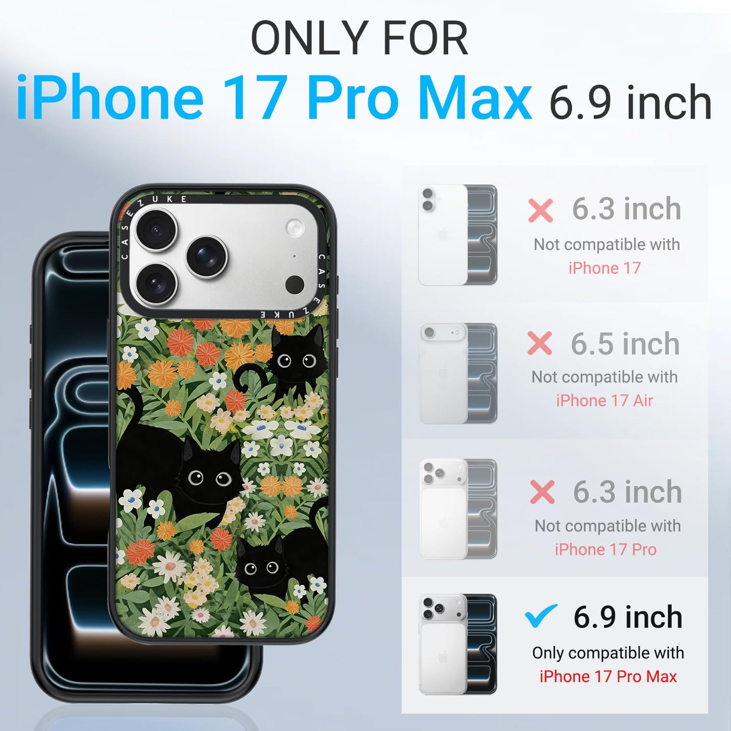 Clear TPU Phone Case Cover for iPhone with Design, Drop Protection, Cute Case for Girl Women (Clear-Blue Checkered, iPhone 17 Pro Max)