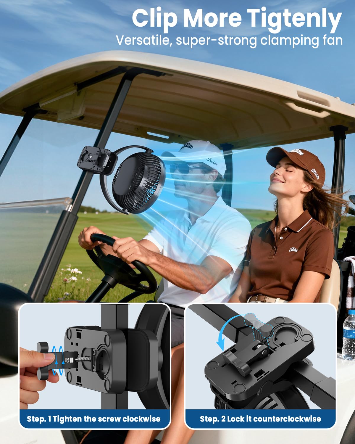 40000mAh Clip on Fan - 150H Working Time Rechargeable Fans for Golf Cart