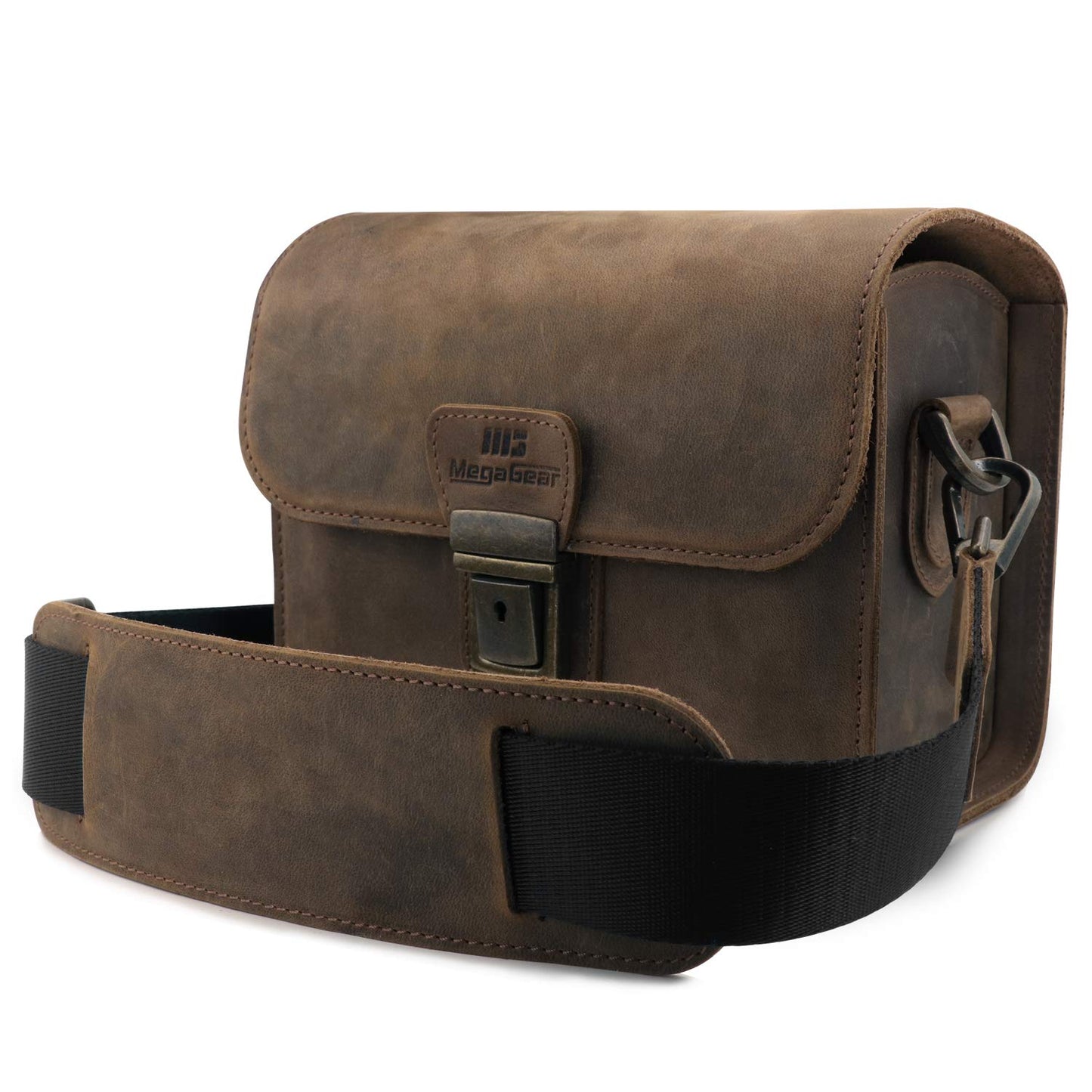 MegaGear Pebble Genuine Leather Camera Messenger Bag for Mirrorless, Instant and DSLR Cameras