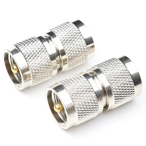ANHAN UHF Male to Male Connector Pl259 Male Adapter CB Radio Coax Cable adapters PL259 Coaxial Extension Cable Connectors 2Packs