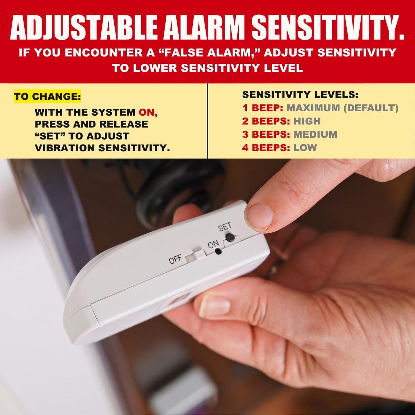 Securityman Door Handle Alarm with 130dB Vibration Triggered Portable Door Alarms When Opened - Perfect for Kids, Toddler, Elderly, Hotel, Travel