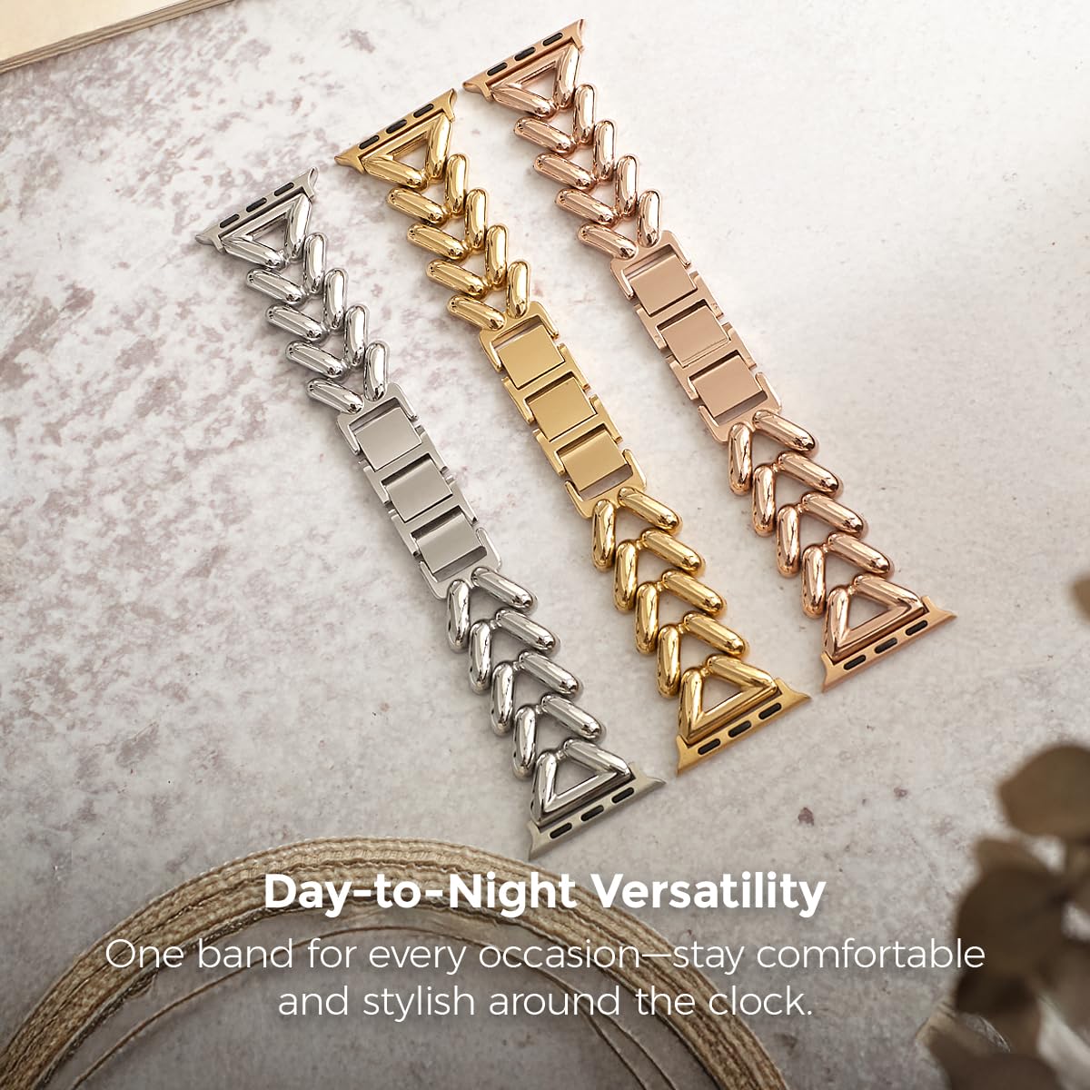 My Pretty Strap Ariel Band Compatible with Apple Watch 38/40/41mm or 42/44/45/49mm, Stainless Steel Metal Gold for Women (38MM / 40MM / 41MM, Gold)