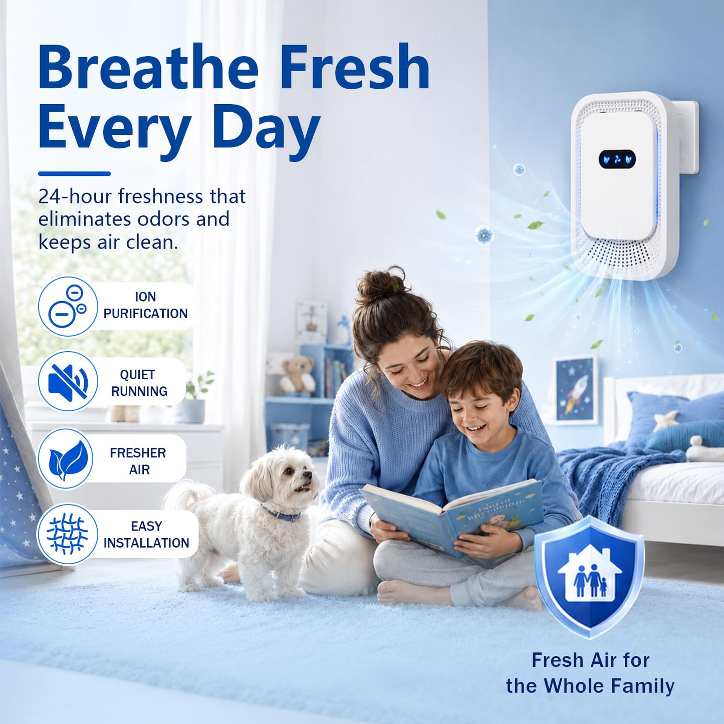 Air Ionizers 4 Pack, Small Negative Ion Air Purifiers, Low Noise Portable Air Freshener for Odor, Smoke, Dust, Pets, Fresh Odor Eliminator Kit